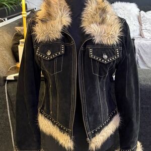Vintage Giacca Gallery Company Faux Fur Trim Jacket